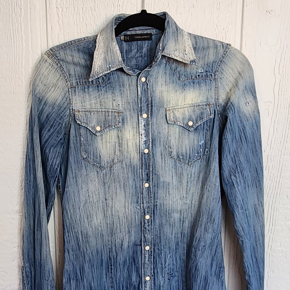 Italian Long Denim Overshirt - DSQUARED